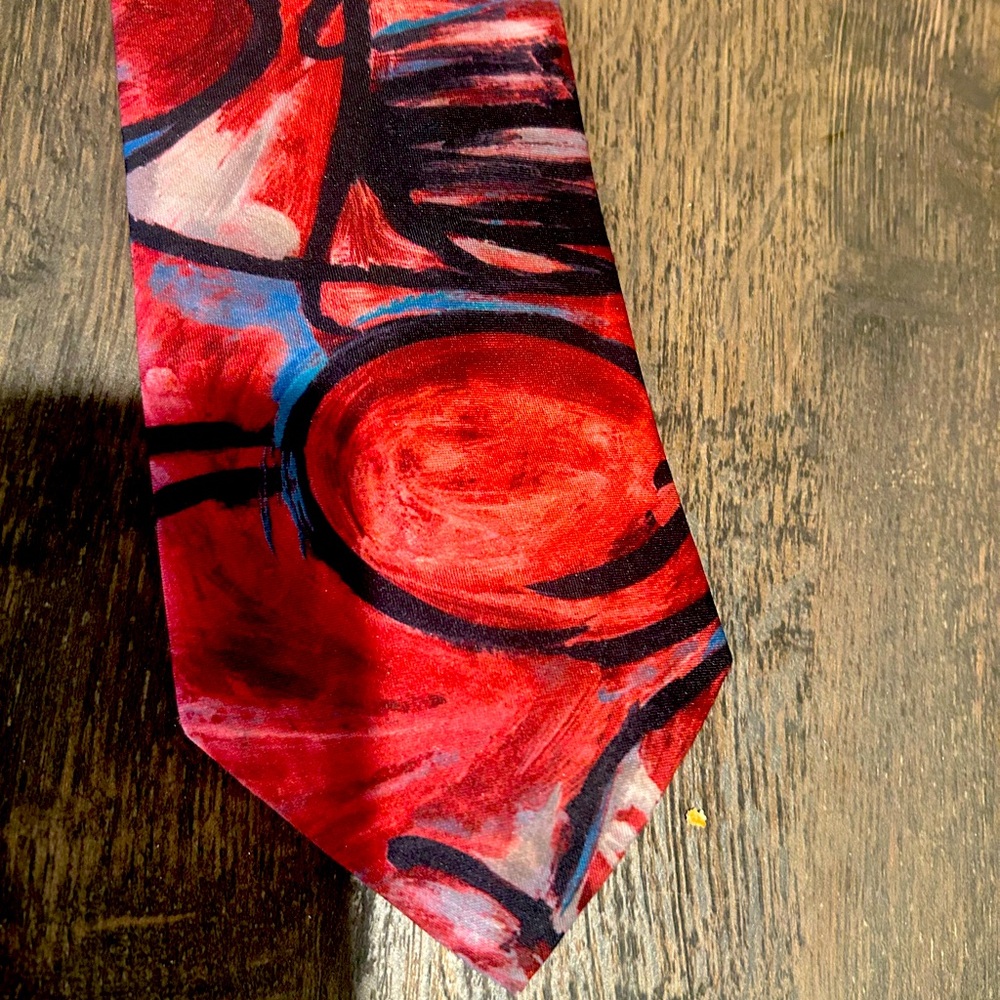 58” All 100% Italian Silk Red and Black Tie